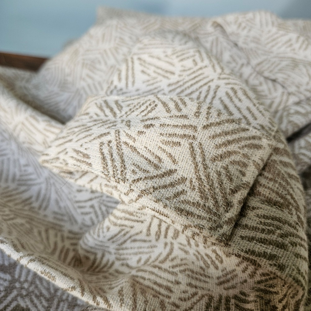 West Elm Geometric Dash Jacquard Curtain Panels 48x84 Set 2 Neutral Oatmeal - Picture 4 of 4